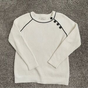 LOFT Cream Sweater with Black Button Detail